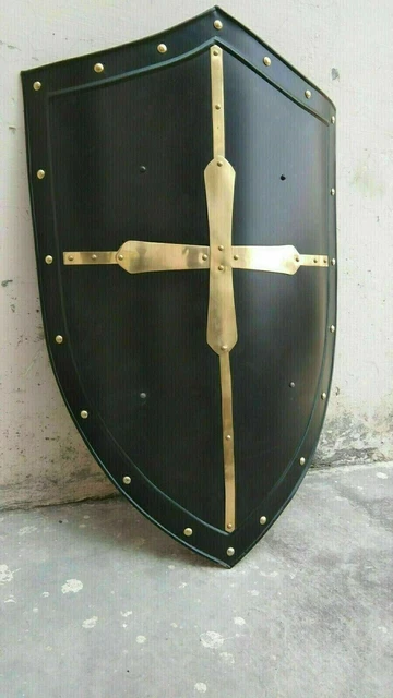 Medieval Hand Forged Gothic LAYERED STEEL CROSS SHIELD Battle Armor