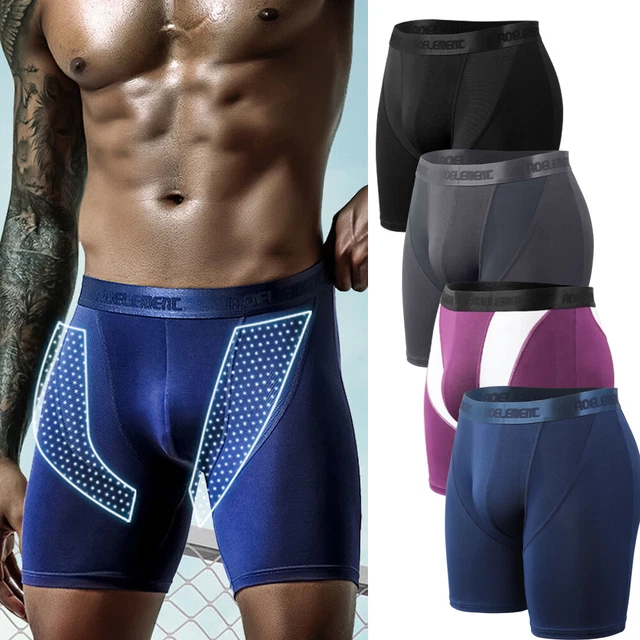 MENS LONG LEG Boxer Shorts Anti Chafing Underwear Trunks Breathable