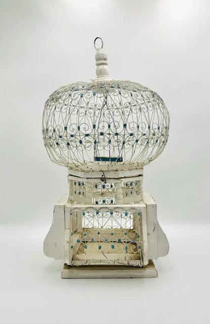 ANCIENNE CAGE A Oiseau En Bois Et Metal Double EUR 14,00 - FR