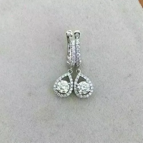 Pendientes colgantes con diamantes de imitación de talla redonda de 2,40...