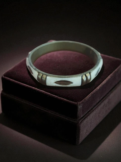 Bracelet Ethnique Manchette Vintage - Argent, Cuivre Et Rouge - Bijou Ancien Ouvert