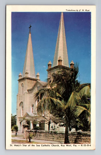 Key West FL-Florida, St Marys Star of the Sea Catholic Church Vintage Postcard