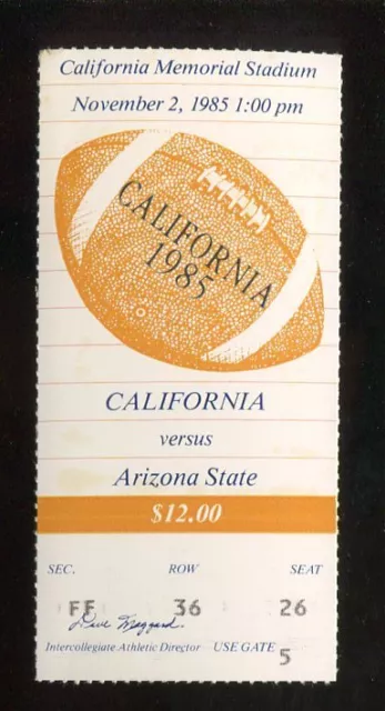 Ticket College Football California Bears 1985  11/2 Arizona State