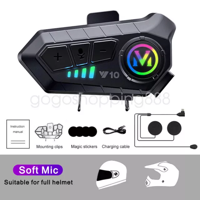 Motorcycle Intercom Bluetooth Headset Helmet Interphone Waterproof Microphone