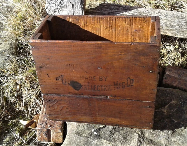 Antique Emerson Electric Mfg Co Wooden Shipping Crate St. Louis Mo. 1900s