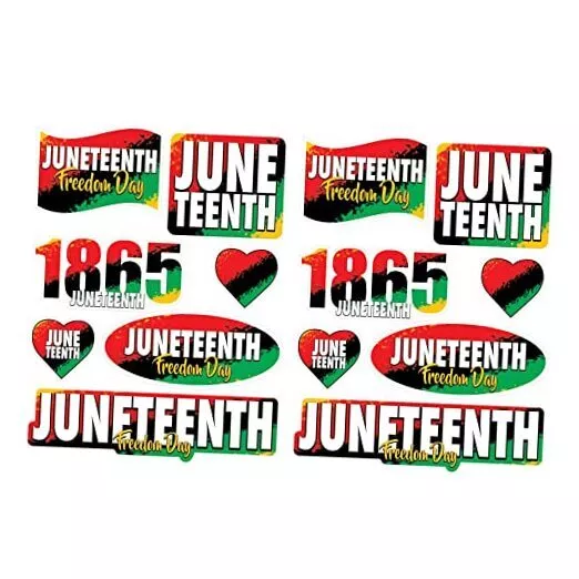 2 Sheets (14 Piece) Wall Décor Clings 1865 Juneteenth Decorations June 19th