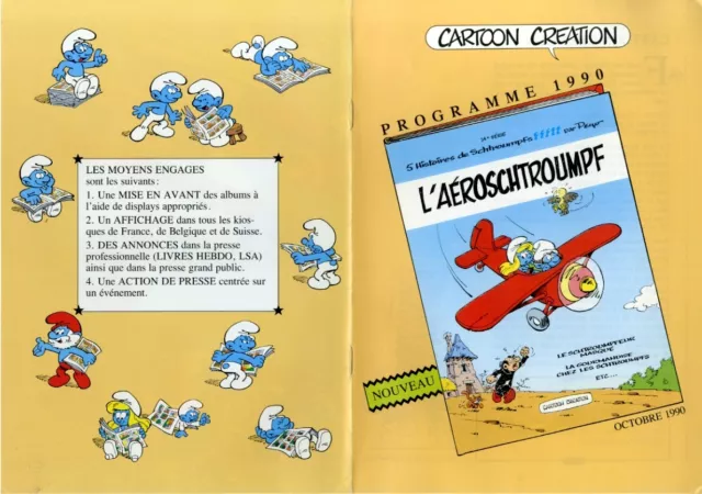 PEYO L'AEROSCHTROUMPF DOSSIER DE PRESSE CARTOON CREATION 8 pages 1990