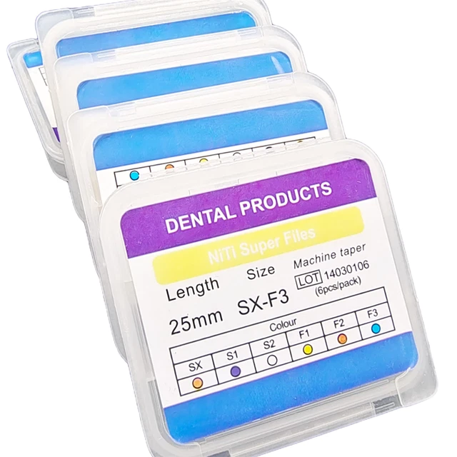 5Packs Dental Endodontic NiTi Super Rotary File Engine Use SX-F3 25MM 6pcs/kit