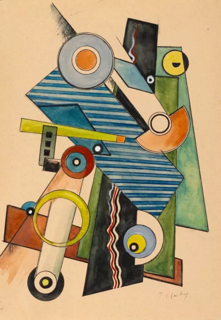 Josef Csaky, József Csáky , "Composition cubiste" , Mischtechnik / Gouache