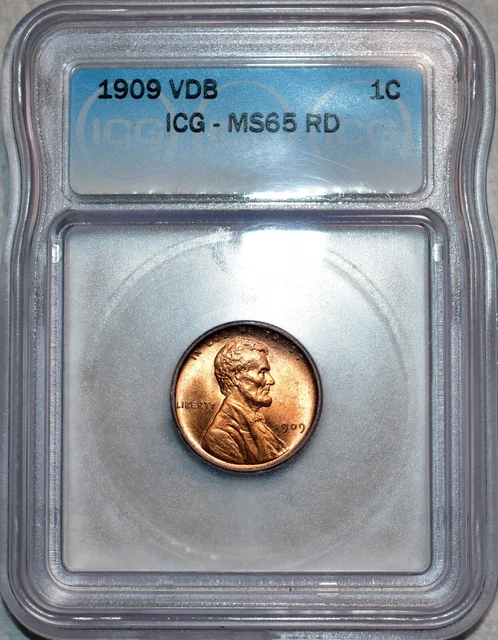 ICG MS-65 RD 1909-P VDB Lincoln Cent, Razor-Sharp, Full-Red Gem!