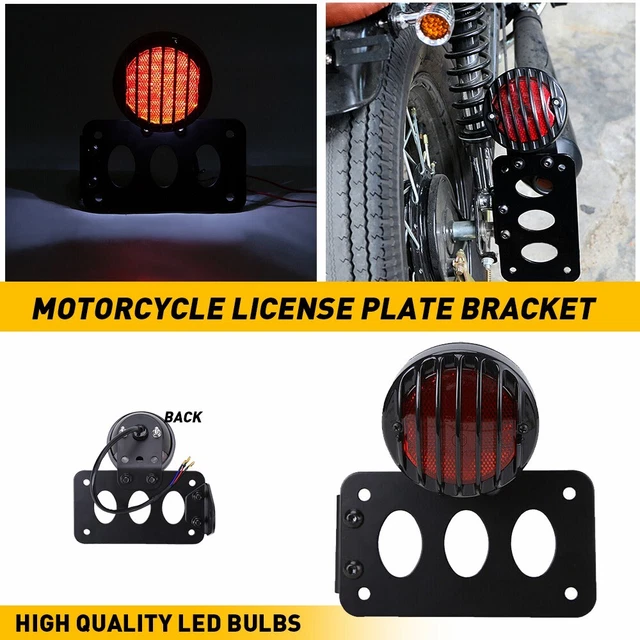 1" Motorcycle LED Tail Brake Light License Plate Bracket for Honda Bobber Suzuki