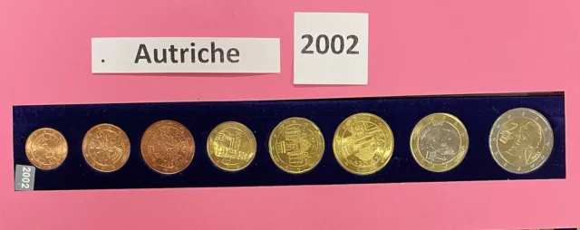 Série de 8 pièces Autriche 2002 de 1 cnt à 2 euros Neuve 🇦🇹