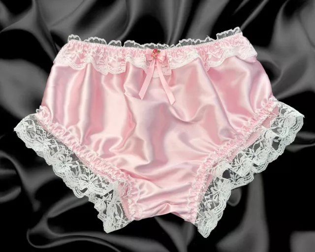 ADULT MENS BABY Pink Satin Frilly Lace Baby Sissy French Knickers Briefs  Panties £16.99 - PicClick UK