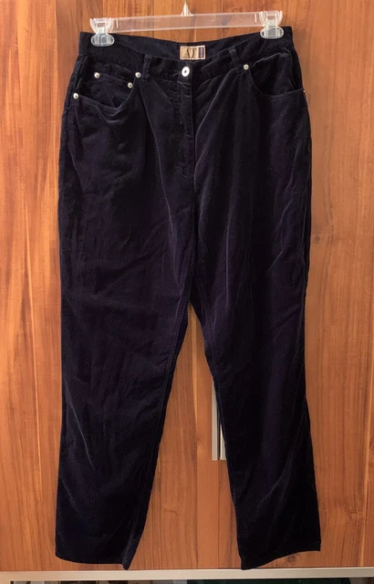 Vintage AT Denim Ann Taylor Velvet Jeans Pants 14 Midnight Blue High Waisted