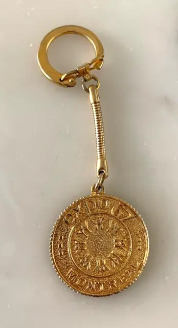 1967 Expo 67 Montreal Canada World's Fair Gold Tone Medallion Keychain