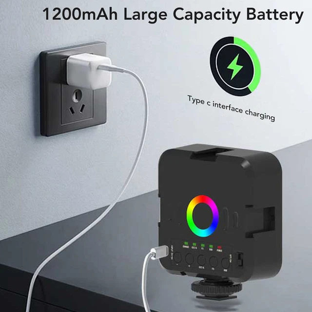 Luces de video RGB 9 modos de escena luz de fotografía portátil a todo color 1200 mAh