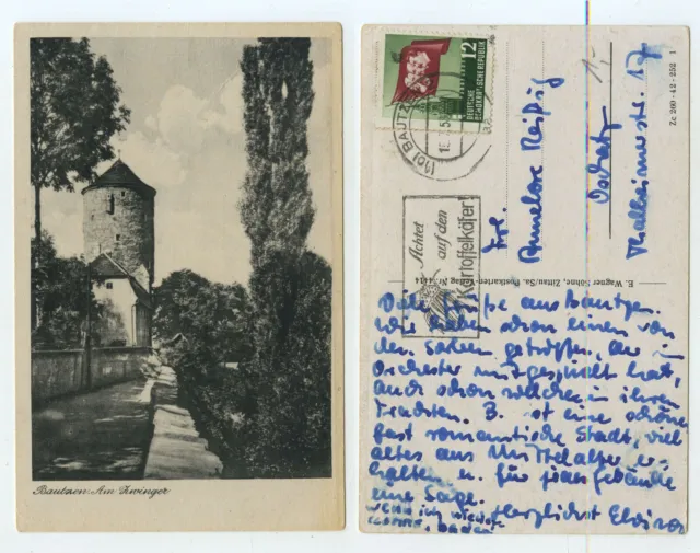 79096 - Bautzen - Am Zwinger - cartolina, eseguita 15.7.1953
