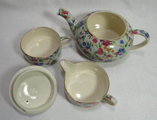 Royal Winton Grimwades England OLD COTTAGE CHINTZ Mini Stacking Teapot REDUCED!! 8