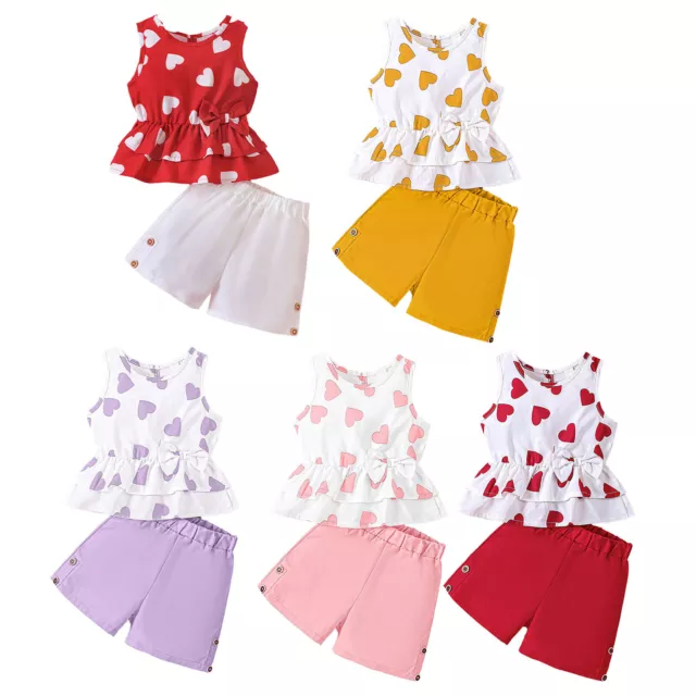 Baby Girl Summer Clothes Sleeveless Tank Tops Ruffle Shorts Newborn Set 2Pcs