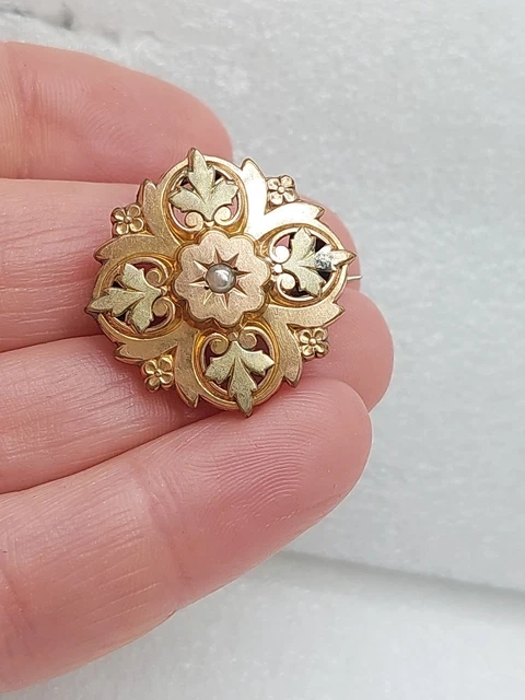 Petite Broche Camée Ancienne Plaqué Or - Vintage - Très Bon État
