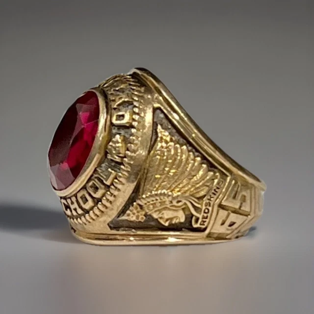 Ruby Class Ring VINTAGE JOSTENS 10K Solid Yellow Gold Ruby 1965 Class Ring Sz 7.75–17. ...