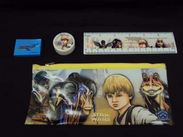 Star Wars Episode 1 Study Kit ~ Anakin ~ w/ Pouch, Ruler, Eraser, Sharpener