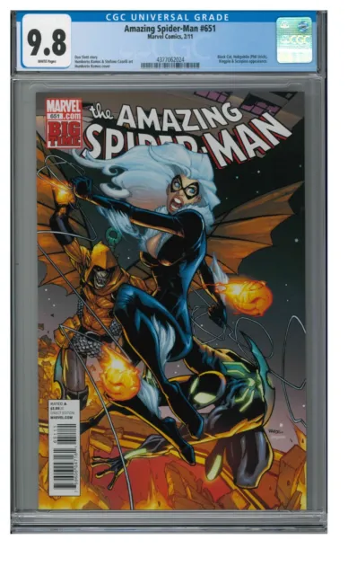 Amazing Spider-Man #651 (2011) Ramos Black Cat Cover CGC 9.8 White Pages PX069
