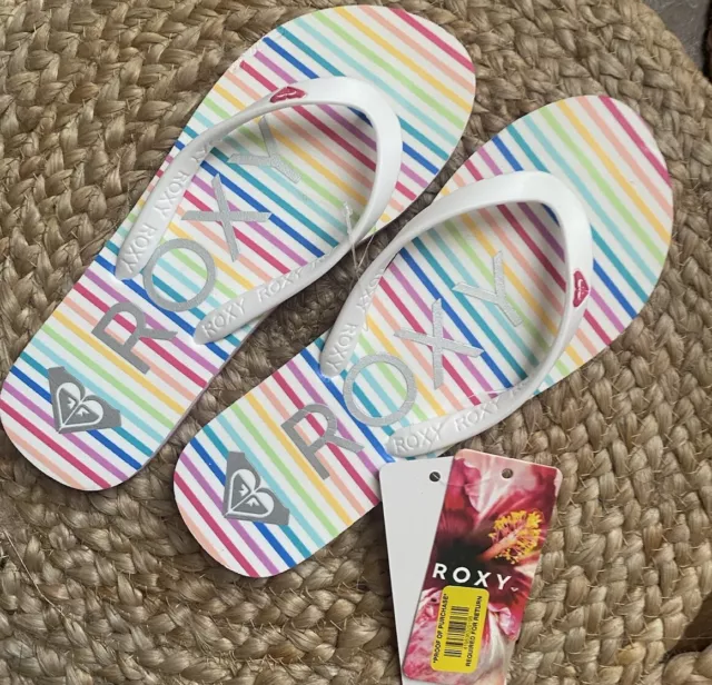 Roxy Girl's Tahiti VII Big Kid Flip Flops Sz 3