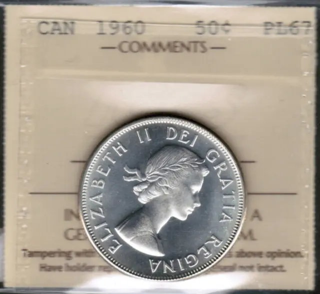 Canada 1960 Silver 50 CENTS - Certified  ICCS PL67 - Amazing coin!
