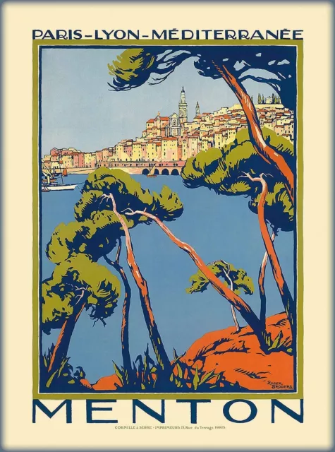 French Riviera Vintage painting art Travel Poster Print for on canvas 36"