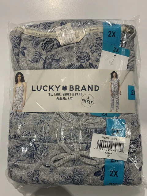 Lucky Brand Womens 4 Piece Pajama Set 2X