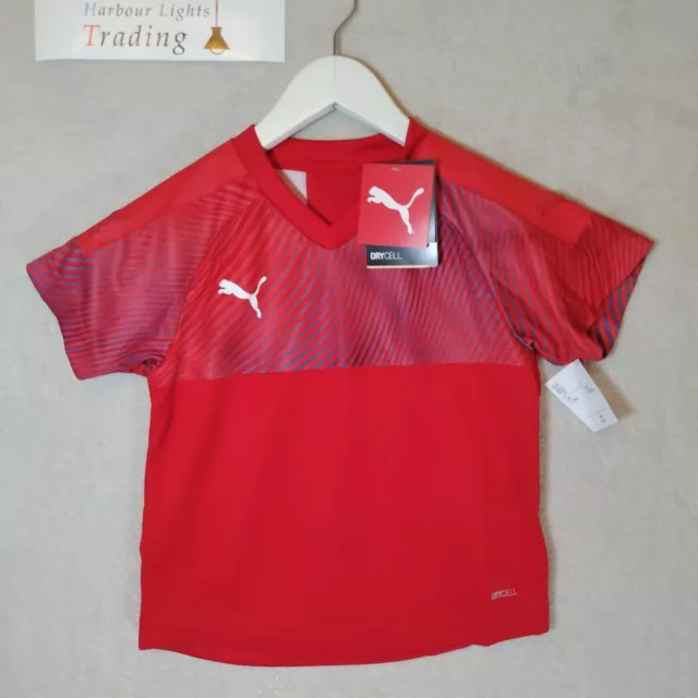 Top sportivo Puma Ragazzi Red Dry Cell Nuovo con etichette con etichette CTRP £30 età 6-7 anni etichette NUOVE