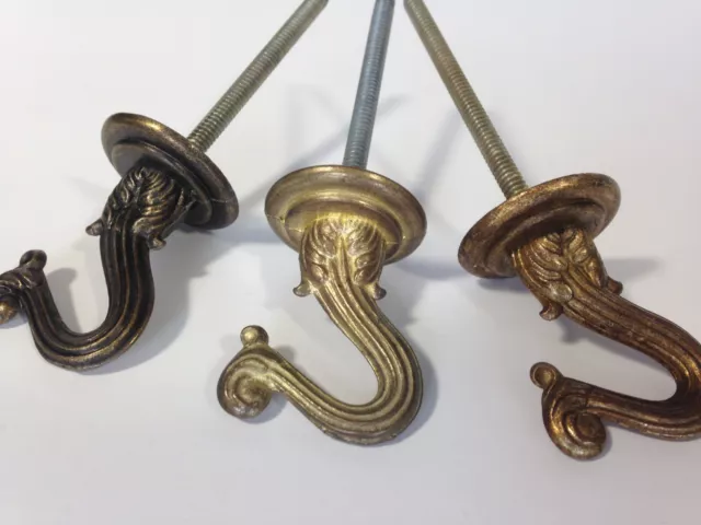 Decorative Swag Ceiling Hooks with screws 3 different shades of gold/brass color