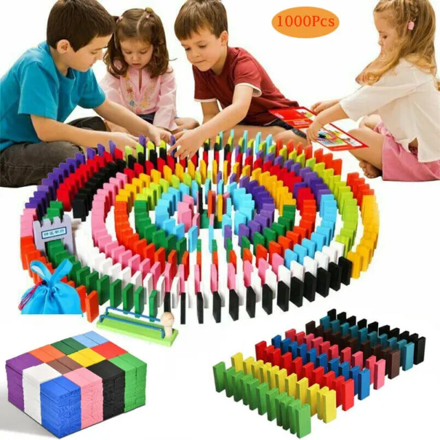 1080Stk Dominosteine Bausteine Bauklötze Set Kinder Domino Holzklötze Spielzeug