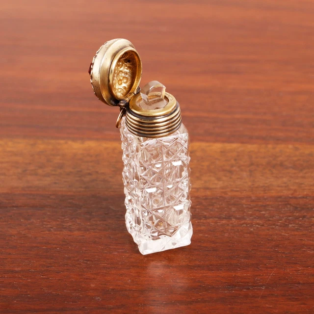 M B Bryant Nyc Plata Esterlina Dorada, Botella De Perfume De Vidrio Rojo Corte Gema Acabado