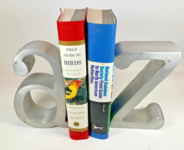 METAL SERIF A to Z Lowercase Letter Bookends 6” Silver Tone Made in