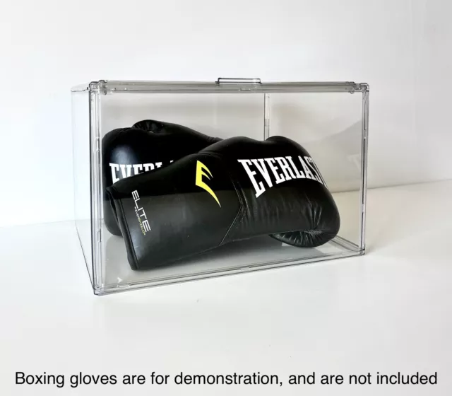 Acrylic Plastic Boxing Glove Gloves Display Case w Magnetic Door & UV Protection