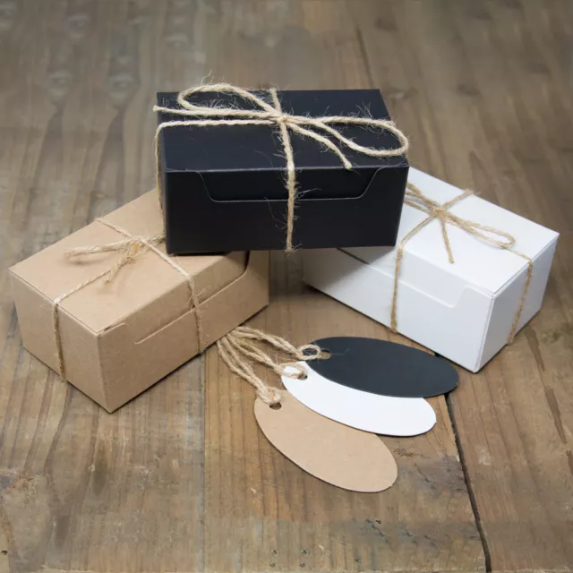 GIFT BOXES Small Rect ECO KRAFT Natural Christmas Favour | Includes String/Tags