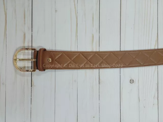 Tailored Sportsman Quilted Leather Belt - Cognac/Gold