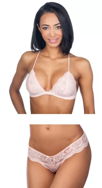 Honeydew Intimates Floral Lace Wirefree Bralette Bra & Thong Set 1446 BLUSH