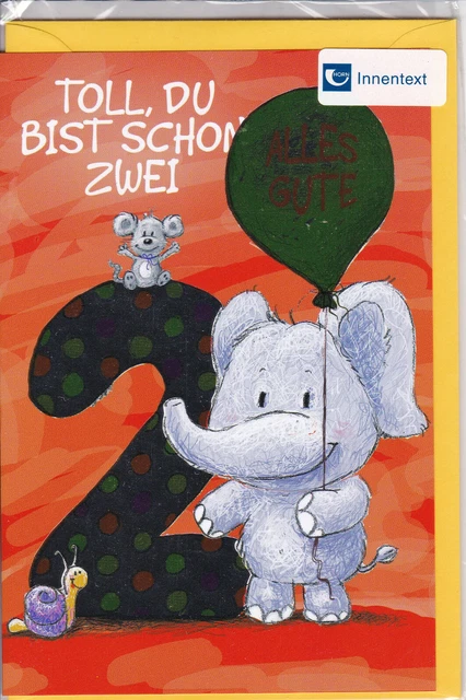 GLÜCKWUNSCHKARTE ZUM 2. Geburtstag Karte Zahlenkarte Grusskarten 54