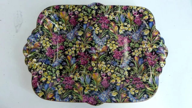 Royal Winton Grimwades Pottery Floral Allover Chintz Bowl Dish Black Crocus