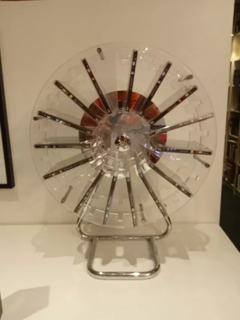 Porta CD ruota panoramica metallo cromato e plexiglass anni '80