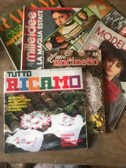 RAKAM MODELLINA + VARI lotto 6 riviste  maglia uncinetto cucito - anni '70 / '80