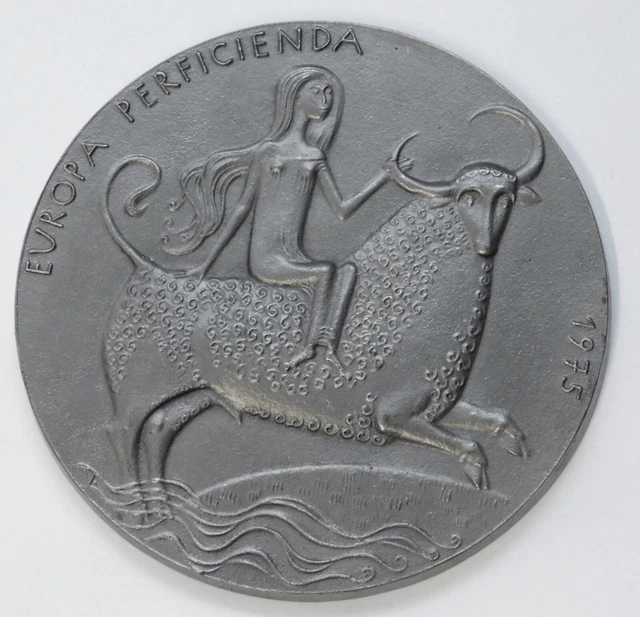 Buderus Eisenguß Relief Kunstguss 1975 Europa Perficienda Vogler  Ø13cm