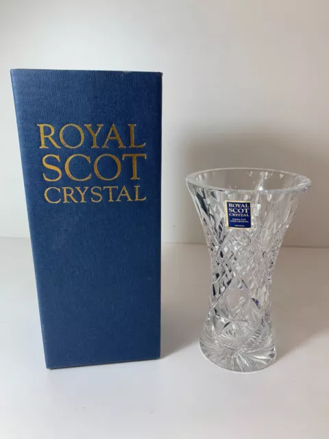 Royal Scot Lead Crystal Waisted Vase 14cm Tall with Box