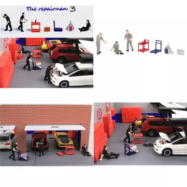 1 ensemble 1/64 modèle Miniature personnes station-service bâtiment accessoire