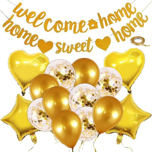 Banderas y globos de bienvenida a casa 16 piezas pancarta dulce hogar bienvenida a casa con