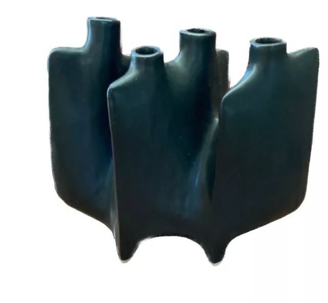 Mid Century Japanese Minimalist Black Studio Pottery EARLY VTG Ikebana Vase Toyo