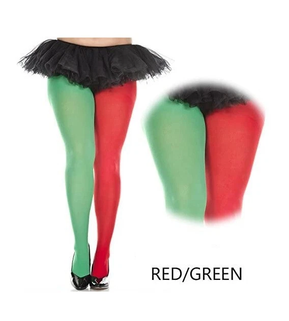 Christmas Red & Green Tights - Elf Jester - Costume Accessory - Adult - Queen